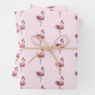 Flamingo Ballet Dancer Wrapping Paper Sheet