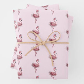 Flamingo Ballet Dancer Wrapping Paper Sheet