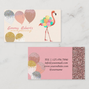 Flamingo Balloons Modern Event Planning Business Card