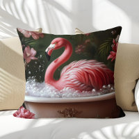 Flamingo Bathtub Floral Tropical Art