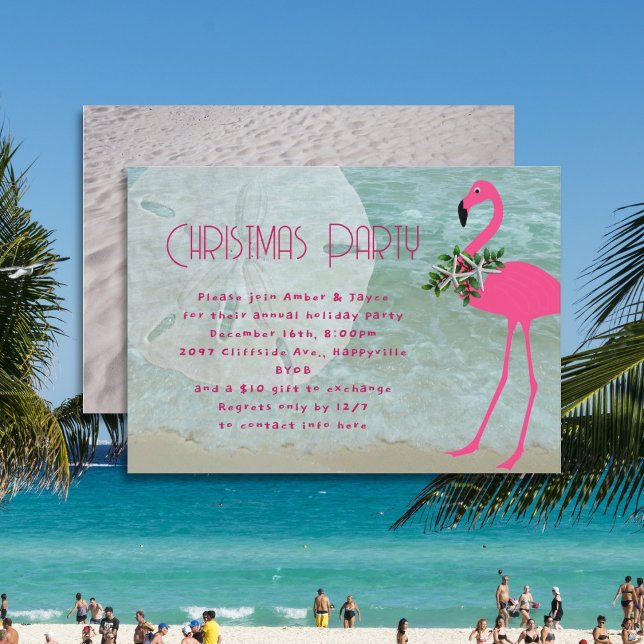 Flamingo Beach Christmas Party Invitation (Creator Uploaded)