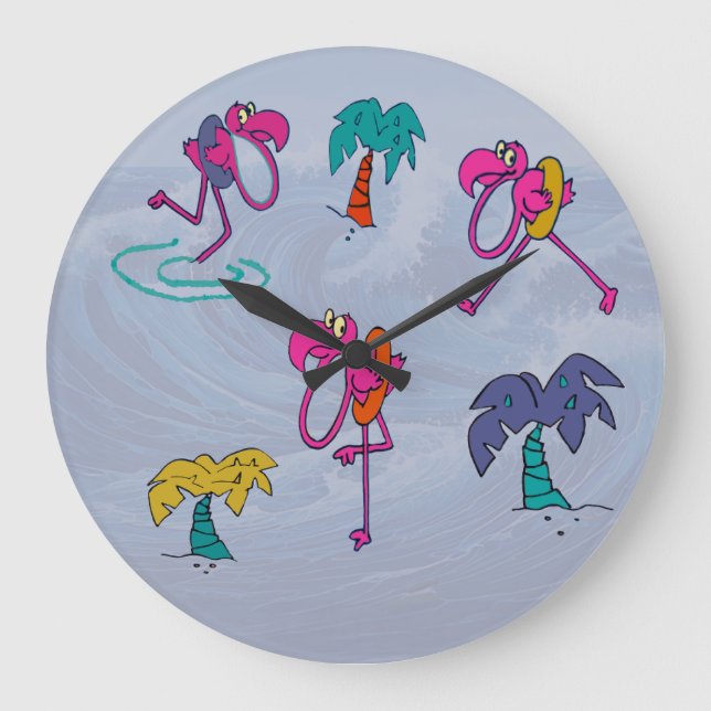 Flamingo Beach Large Clock (Front)