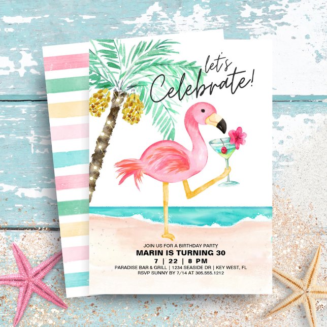 Flamingo Beach Party | Tropical Birthday Invitation (Creator Uploaded)