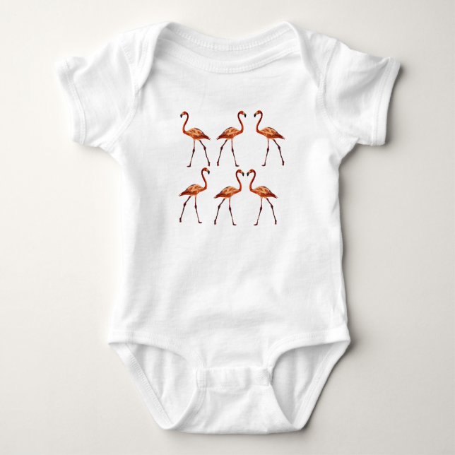 Flamingo Bird Baby Jersey Bodysuit (Front)