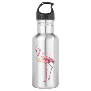 Flamingo bird cartoon illustration 532 ml water bottle