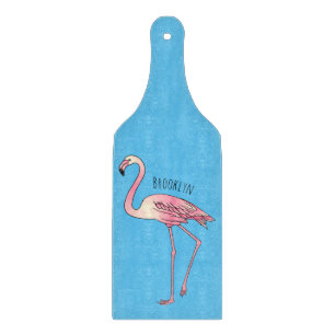 Flamingo bird cartoon illustration cutting board