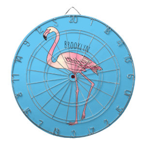 Flamingo bird cartoon illustration  dartboard
