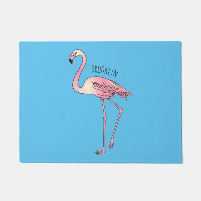 Flamingo bird cartoon illustration  doormat (Front)
