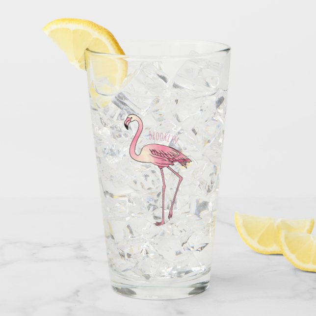 Flamingo bird cartoon illustration glass (Front Ice)