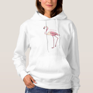 Flamingo bird cartoon illustration hoodie