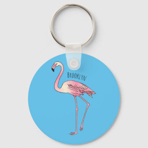 Flamingo bird cartoon illustration  key ring
