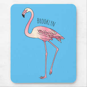 Flamingo bird cartoon illustration mouse pad