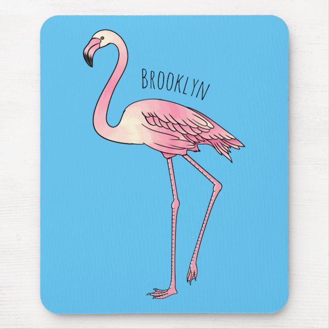 Flamingo bird cartoon illustration  mouse pad (Front)