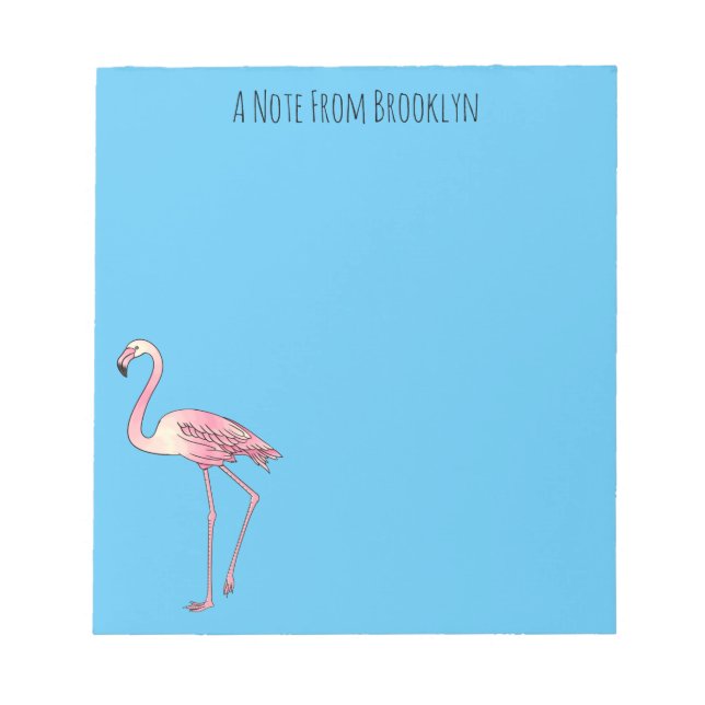 Flamingo bird cartoon illustration  notepad (Front)