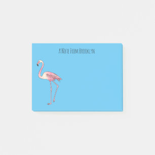 Flamingo bird cartoon illustration post-it notes