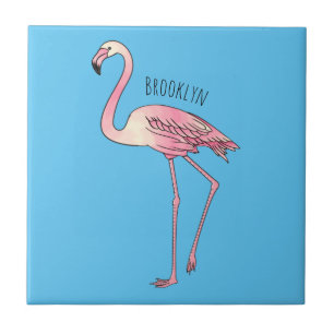 Flamingo bird cartoon illustration  tile