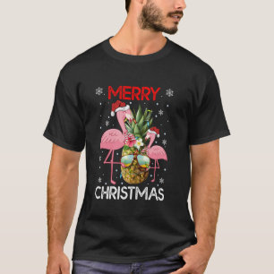 Flamingo Bird Christmas Pineapple Lights Merry Chr T-Shirt