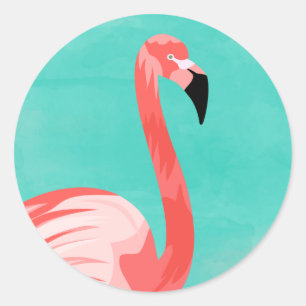 Flamingo Bird Classic Round Sticker