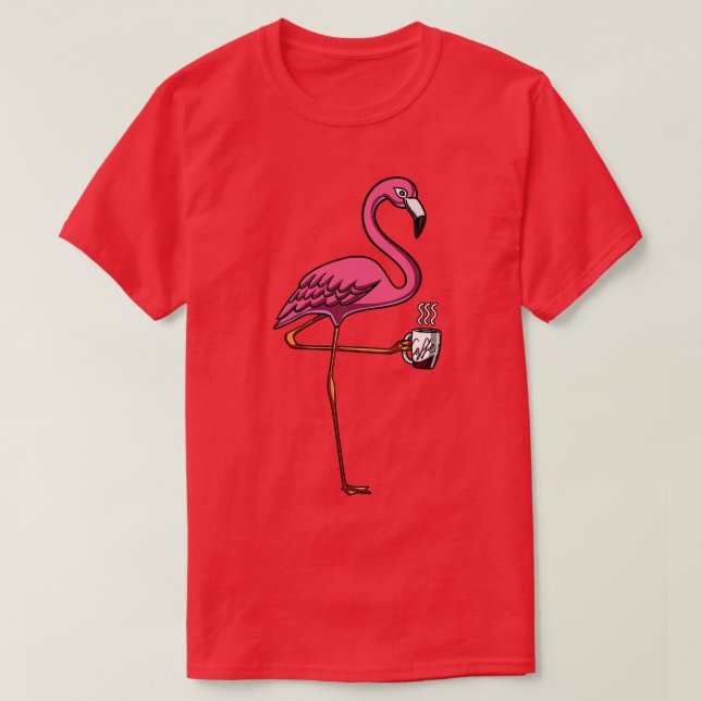 Flamingo Bird Coffee Lover T-Shirt (Design Front)