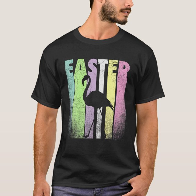Flamingo Bird Happy Easter Cute Funny Spring Fun T-Shirt (Front)