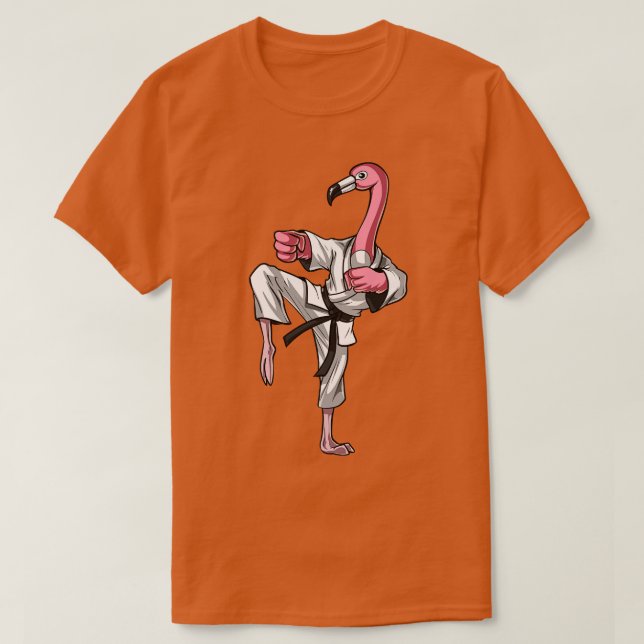 Flamingo Bird Karate T-Shirt (Design Front)