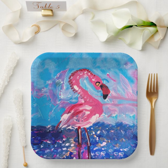 Flamingo Bird Paper Plate (Wedding)