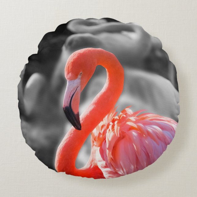Flamingo Bird Photography Round Cushion (Front)