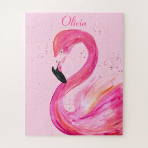 Flamingo Bird Pink Nature Tropical Beach Summer Jigsaw Puzzle