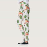 Flamingo Bird Tropical Banana Leaf Chevron Pattern Leggings<br><div class="desc">Hand painted in watercolors and worked into a whimsical and fun legging pattern with a pair of flamingos over a tossed banana leaf, elephant ear and split leaf philodendron over a worn textured grey and white chevron pattern. Fun in the sun wear for a trip to your favourite tropical paradise,...</div>