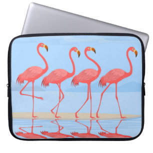 Flamingo bird walking on the beach in summer desig laptop sleeve