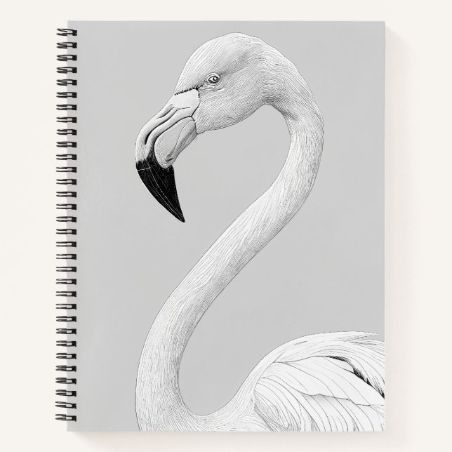 Flamingo Bird Wild Nature Animal Illustration Art  Notebook (Front)