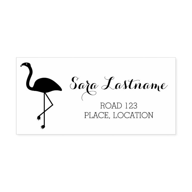 Flamingo Bird With Custom Address Info Self-inking Stamp (Design)