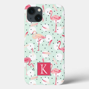 Flamingo Bird With Feathers   Add Your Initial iPhone 13 Case