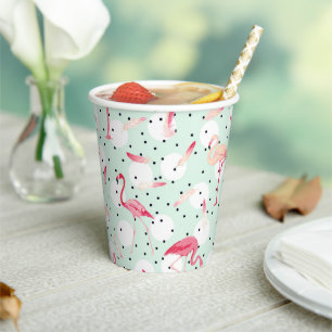 Flamingo Bird With Feathers Paper Cups