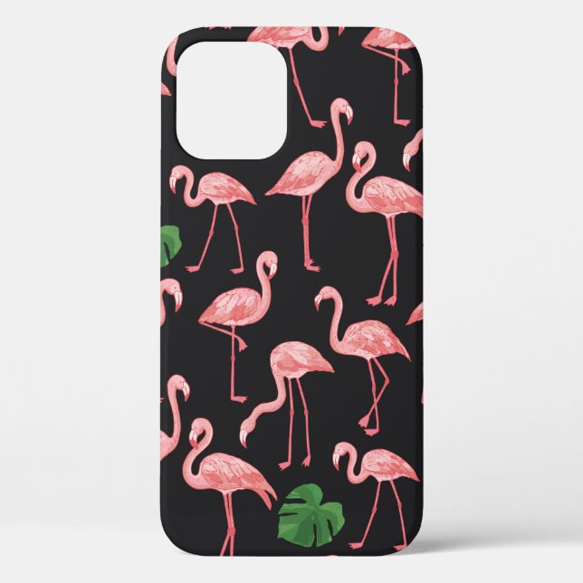 flamingo bird with monstera palm leaves pattern.  Case-Mate iPhone case (Back)