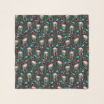 Flamingo Birds 20s Deco Ferns Pattern Black Pink Scarf<br><div class="desc">This elegant flamingo bird pattern scarf has an original design made in a retro 20s Art Deco style. The bright pink flamingos rest against a background that includes fern fronds in bold colours and geometric rectangular shapes in shades of teal green / turquoise blue, all on a backdrop of black....</div>