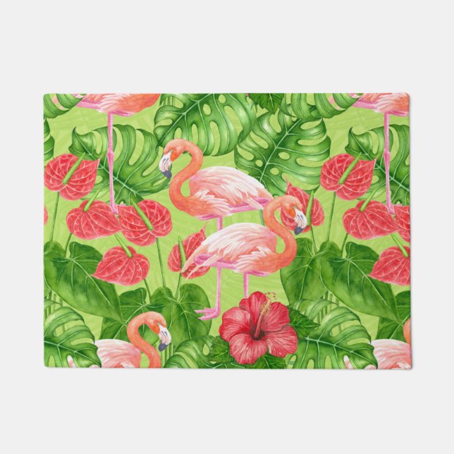 Flamingo birds and tropical plants doormat (Front)