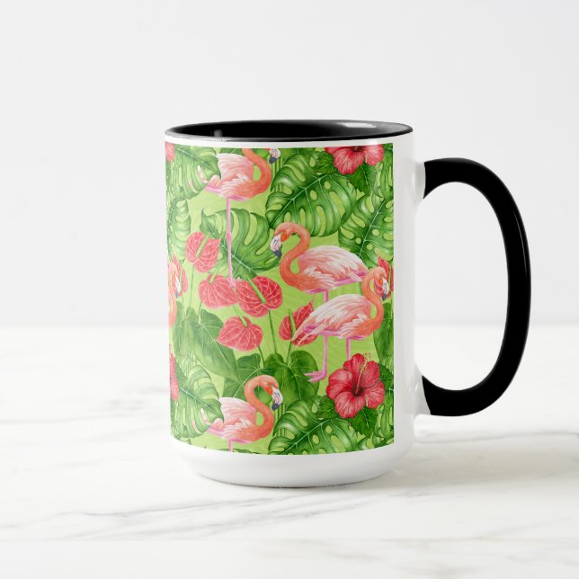 Flamingo birds and tropical plants mug (Right)
