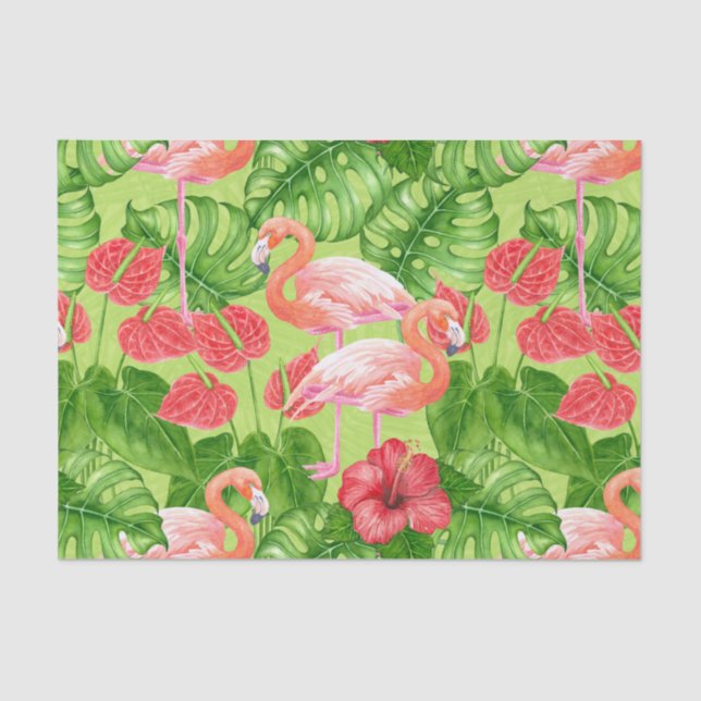 Flamingo birds and tropical plants tissue paper (Front)