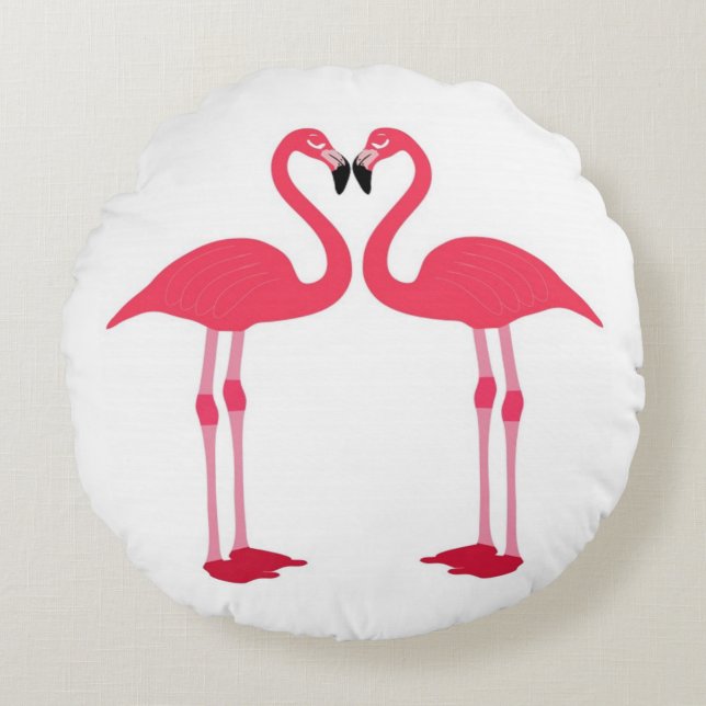 flamingo-birds round cushion (Front)
