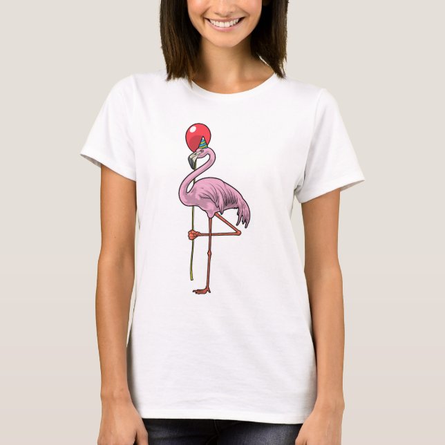Flamingo Birthday Balloon T-Shirt (Front)