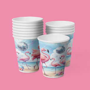 Flamingo Birthday Beach Party Paper Cups