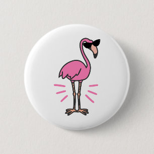 Flamingo birthday, flamingo, flamingo sunglasses 6 cm round badge