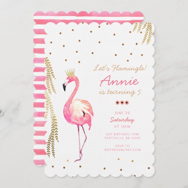 Flamingo Birthday Invitation (Front/Back)