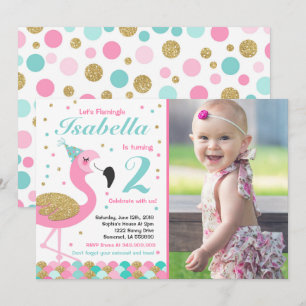 Flamingo Birthday Invitation Topical Pool Party