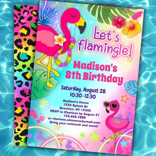 Flamingo Birthday Invitations - Let's Flamingle! (Creator Uploaded)