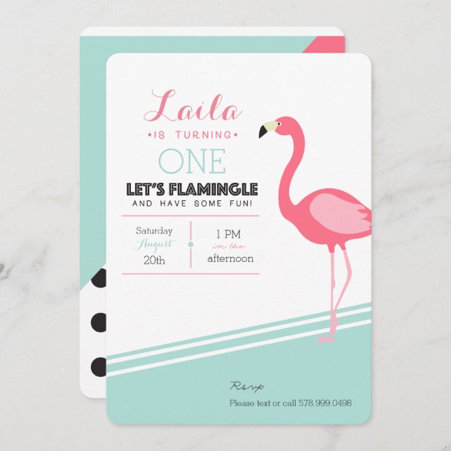 Flamingo Birthday Invite (Front/Back)