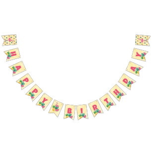 Flamingo Birthday Party - Bunting Flag Sign Banner