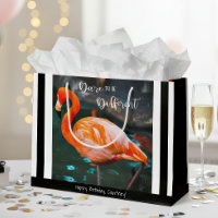 Flamingo Black White Stripes Modern Script Name