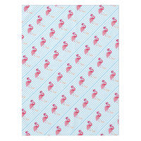 Flamingo, blue and white stripes